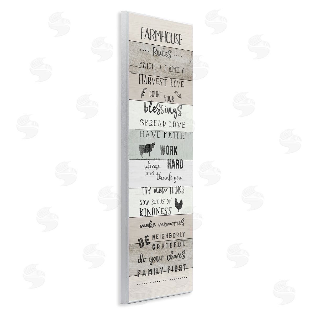 CAD Designs Farmhouse Rules Inspirational Family Phrases Striped Plank Pattern