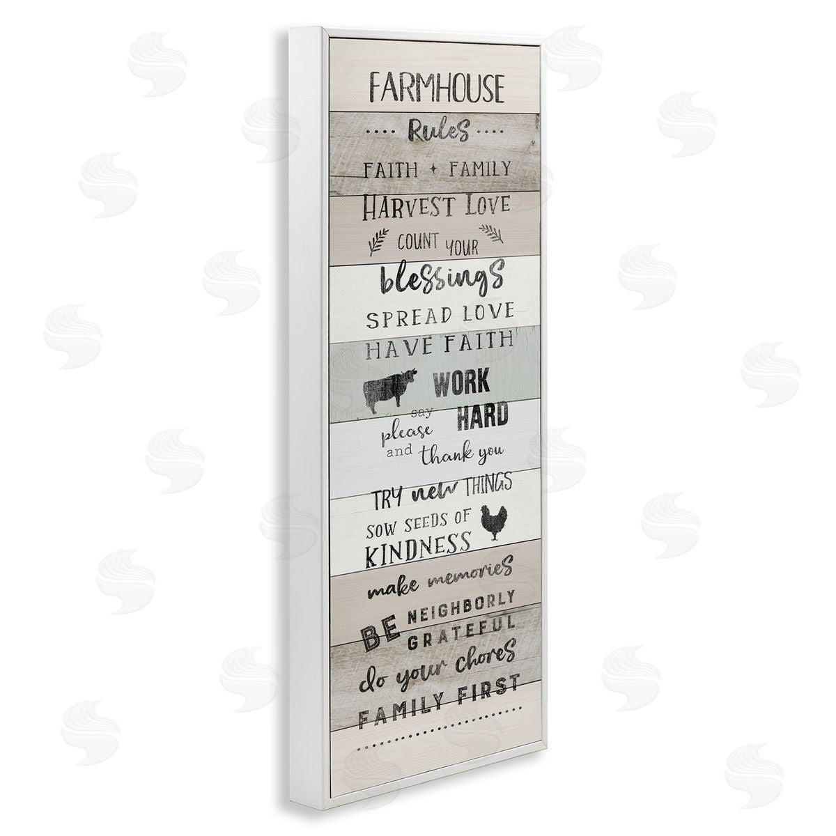 CAD Designs Farmhouse Rules Inspirational Family Phrases Striped Plank Pattern