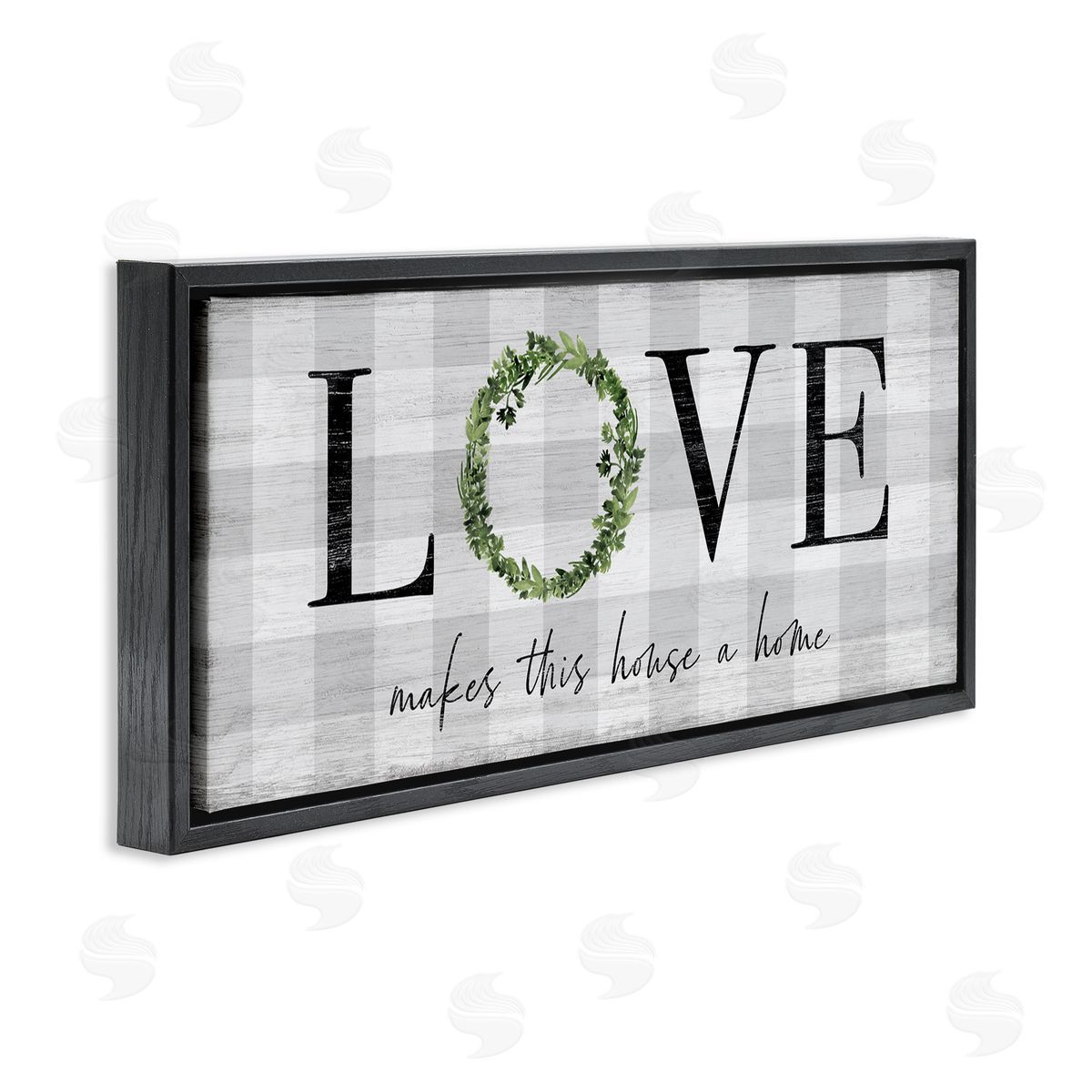 Natalie Carpentieri Love Makes House Home Phrase Green Wreathe Plaid