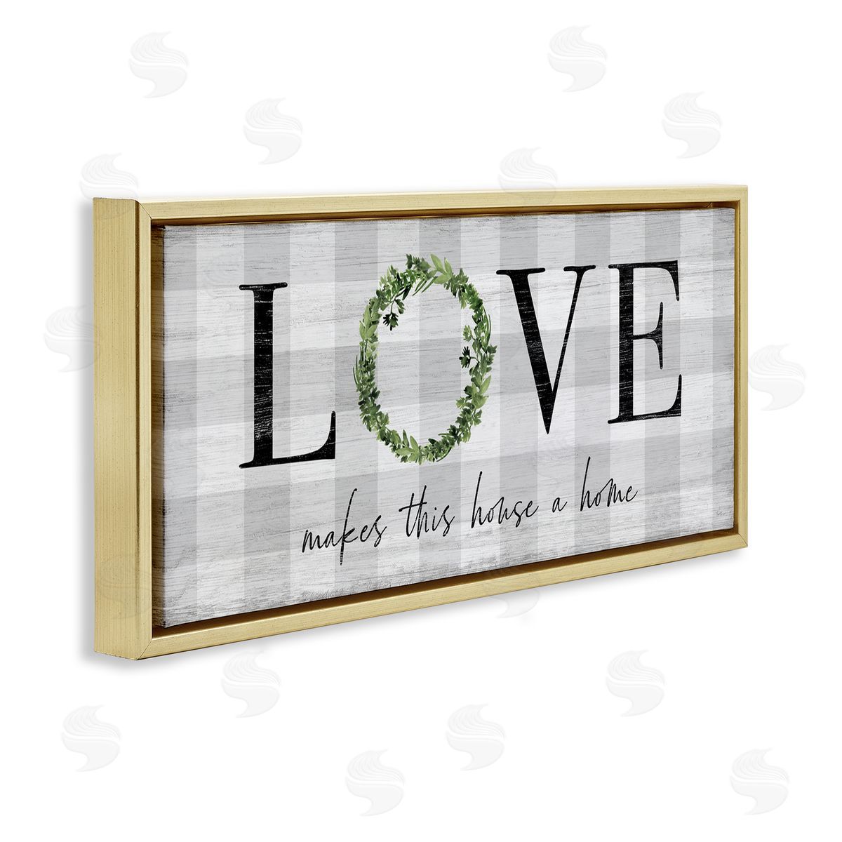 Natalie Carpentieri Love Makes House Home Phrase Green Wreathe Plaid