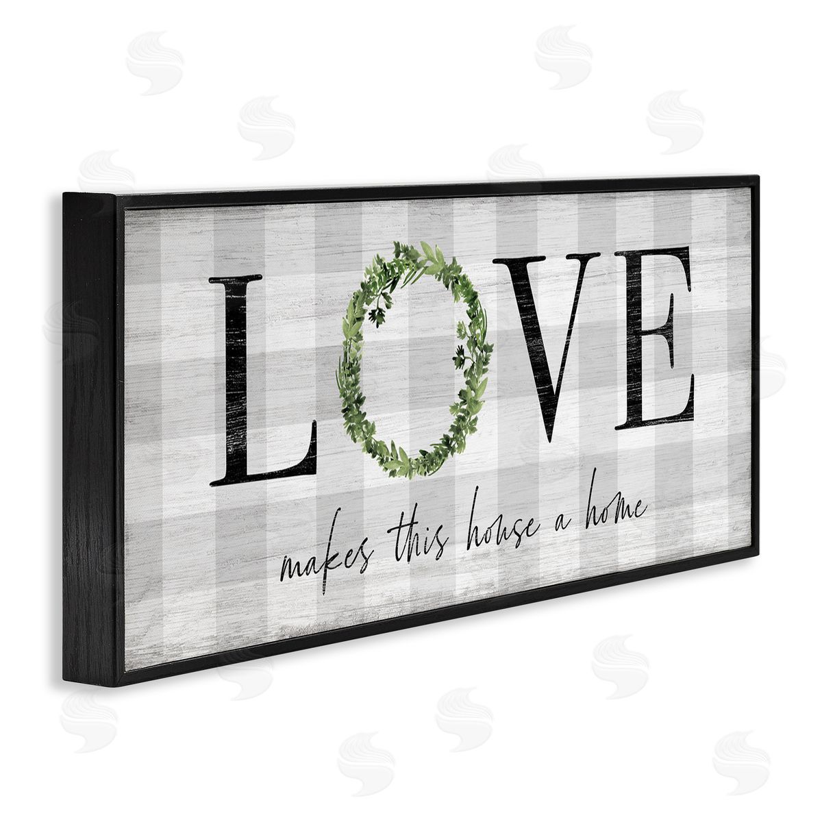 Natalie Carpentieri Love Makes House Home Phrase Green Wreathe Plaid