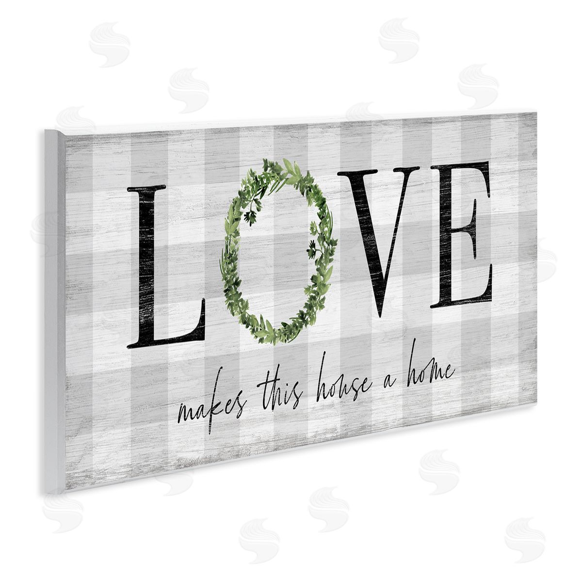 Natalie Carpentieri Love Makes House Home Phrase Green Wreathe Plaid