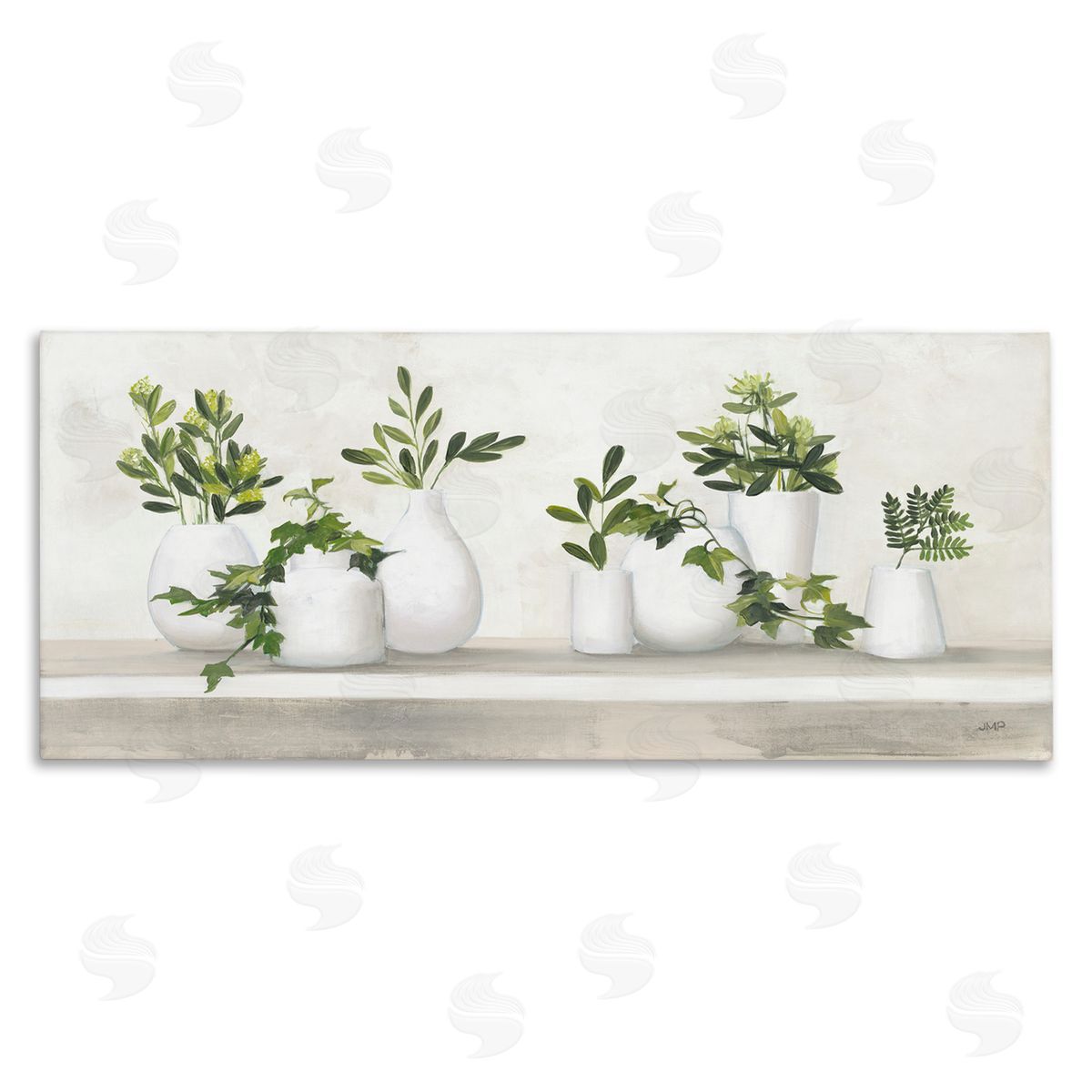 Traditional Potted Cottage Plants Canvas Wall Art, Home Decor by Julia Purinton