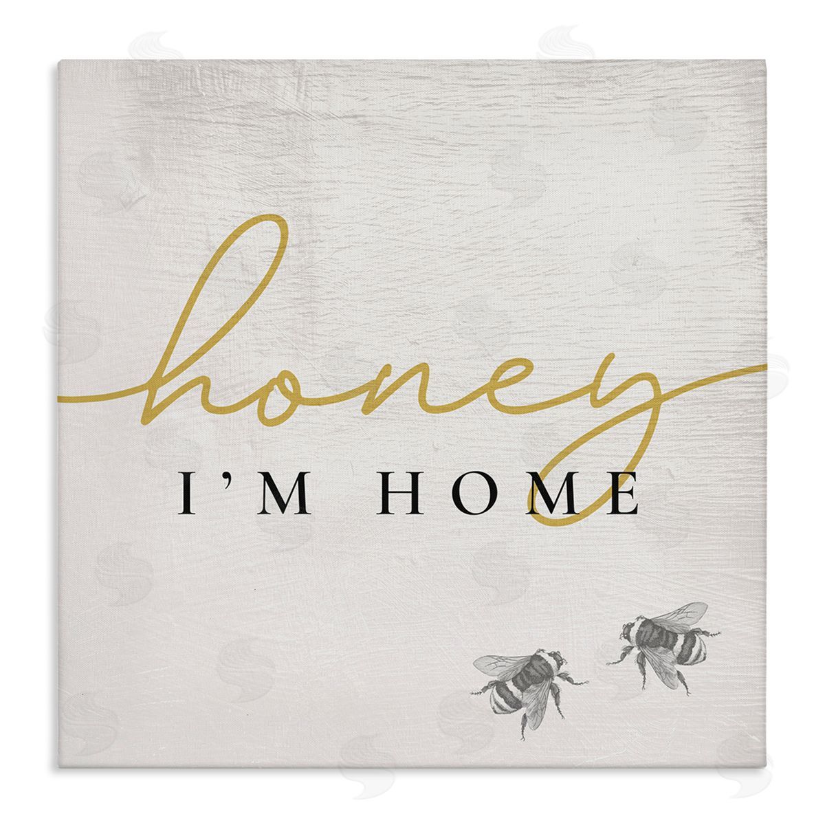 Stupell Studio Honey I'm Home Greeting Charming Bee Pun Stretched Canvas Wall Art Print