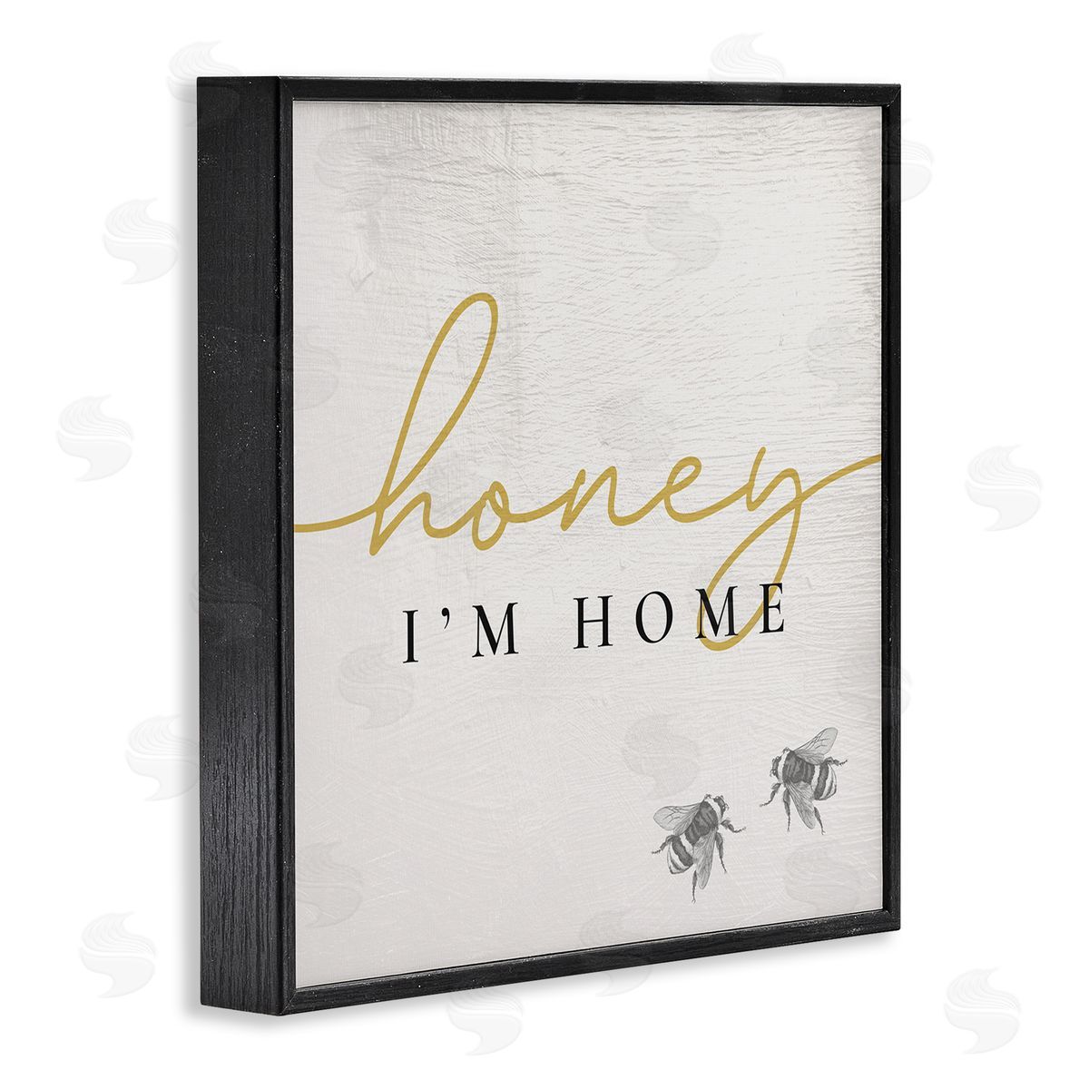 Stupell Studio Honey I'm Home Greeting Charming Bee Pun Black Framed Glicee Wall Art Print