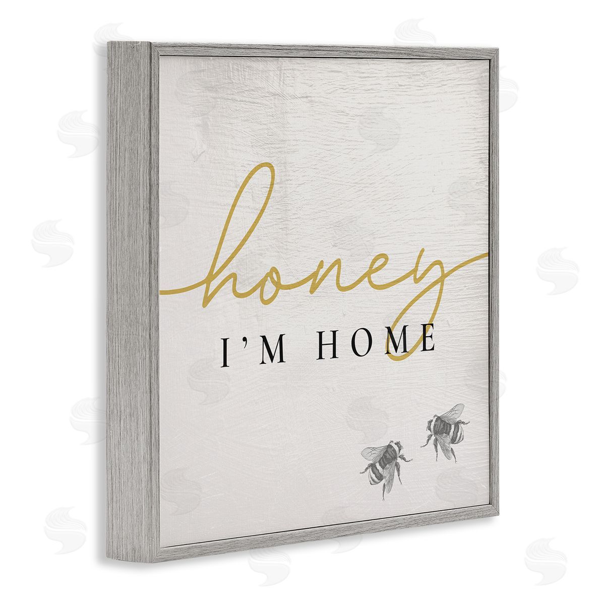 Stupell Studio Honey I'm Home Greeting Charming Bee Pun Gray Framed Glicee Wall Art Print