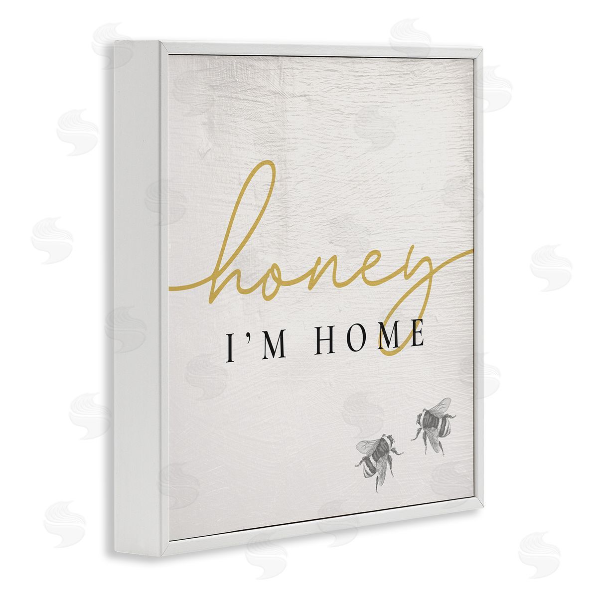 Stupell Studio Honey I'm Home Greeting Charming Bee Pun White Framed Glicee Wall Art Print