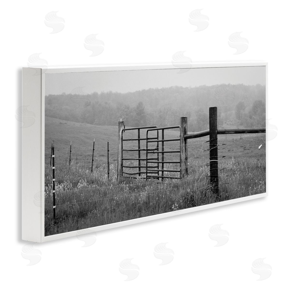 Countryside Farmland Front Gate White Frame Print Wall Art, Home Decor by Nick Saez