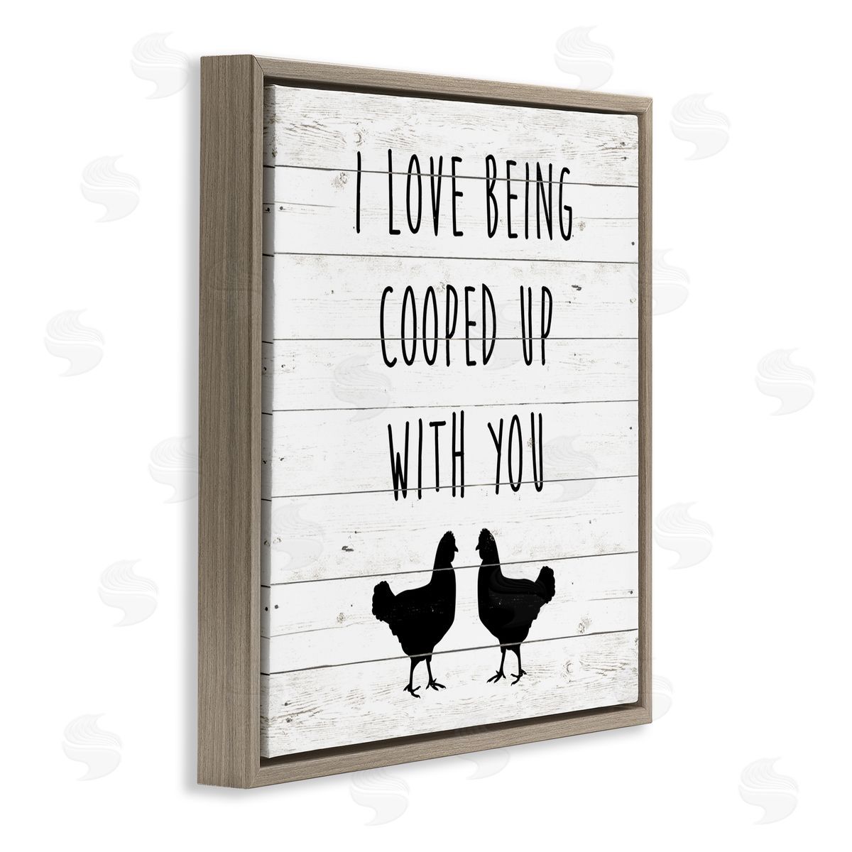 SunDance Group LLC Love Being Cooped Up With You Romantic Phrase Brown Floating Frame Canvas Wall Art Print