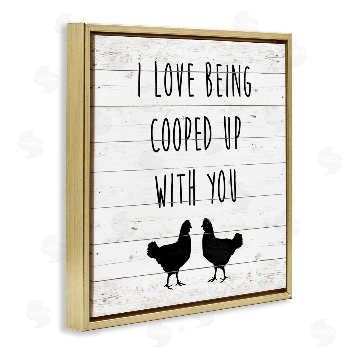 SunDance Group LLC Love Being Cooped Up With You Romantic Phrase Gold Floating Frame Canvas Wall Art Print