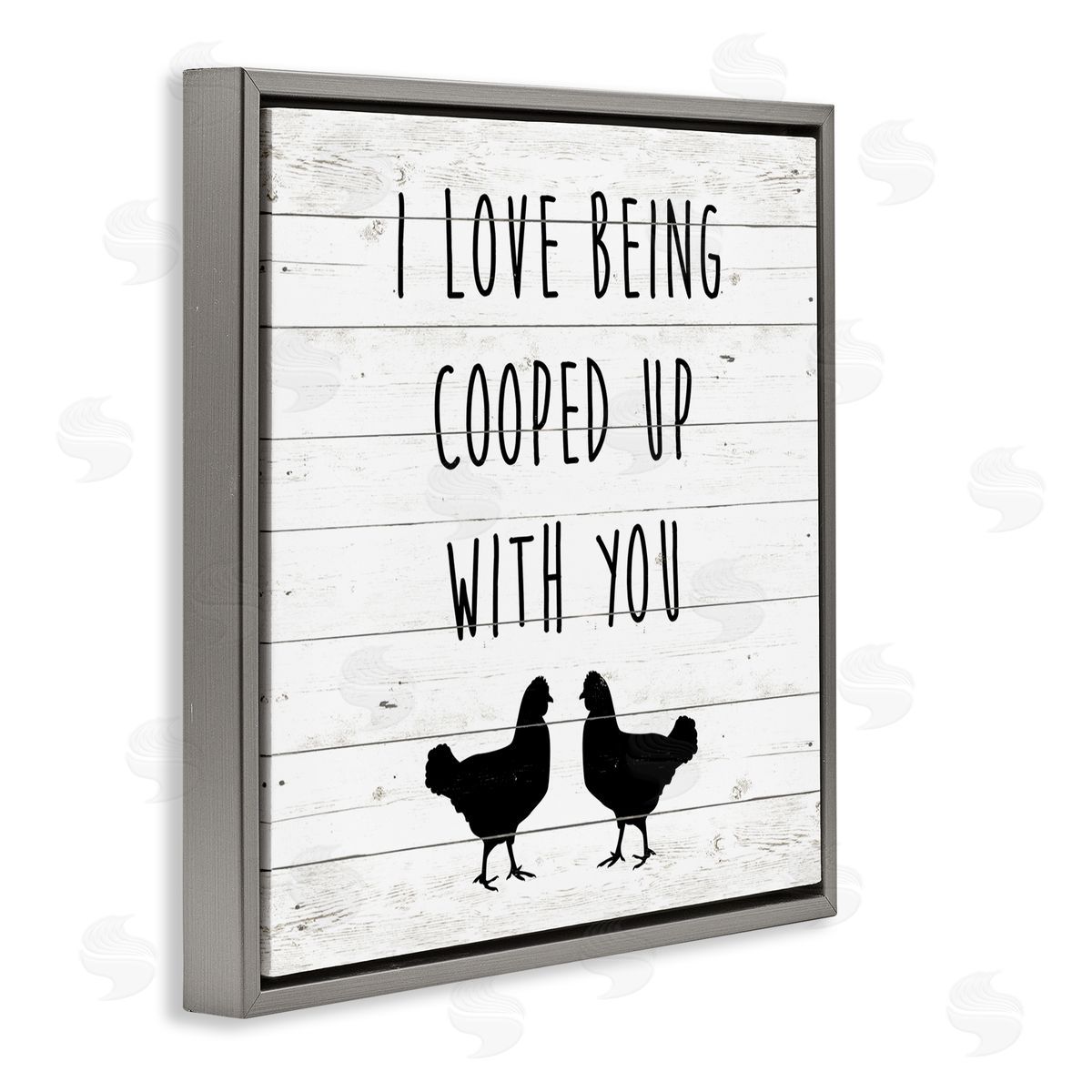 SunDance Group LLC Love Being Cooped Up With You Romantic Phrase Gray Floating Frame Canvas Wall Art Print