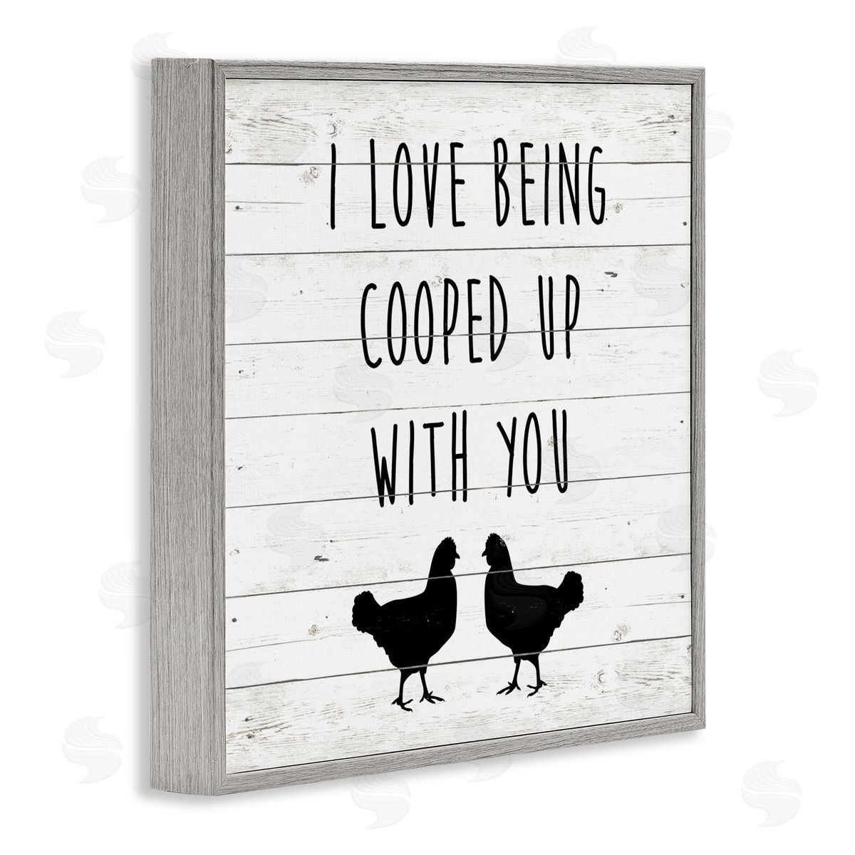 SunDance Group LLC Love Being Cooped Up With You Romantic Phrase Gray Framed Glicee Wall Art Print