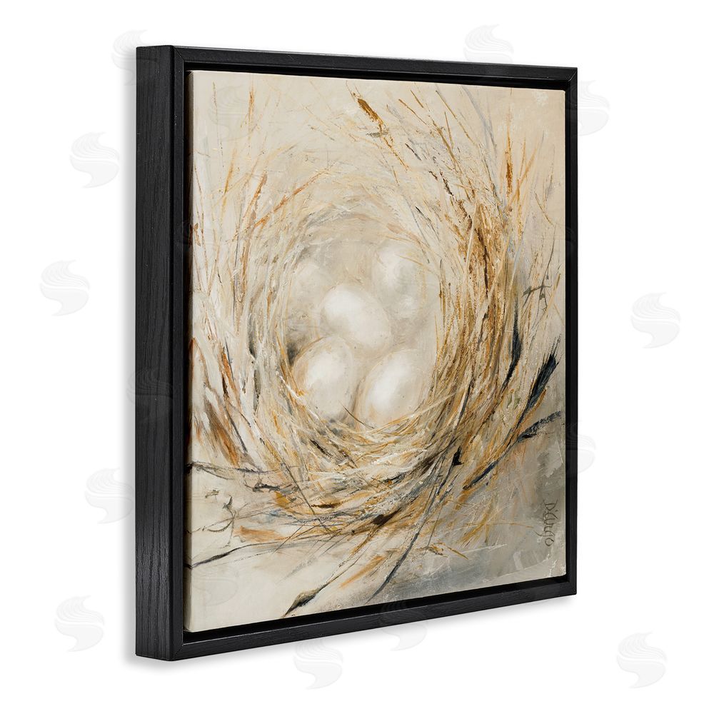 Dina D'Argo Abstract Bird Egg Nest Black Floating Frame Canvas Wall Art Print