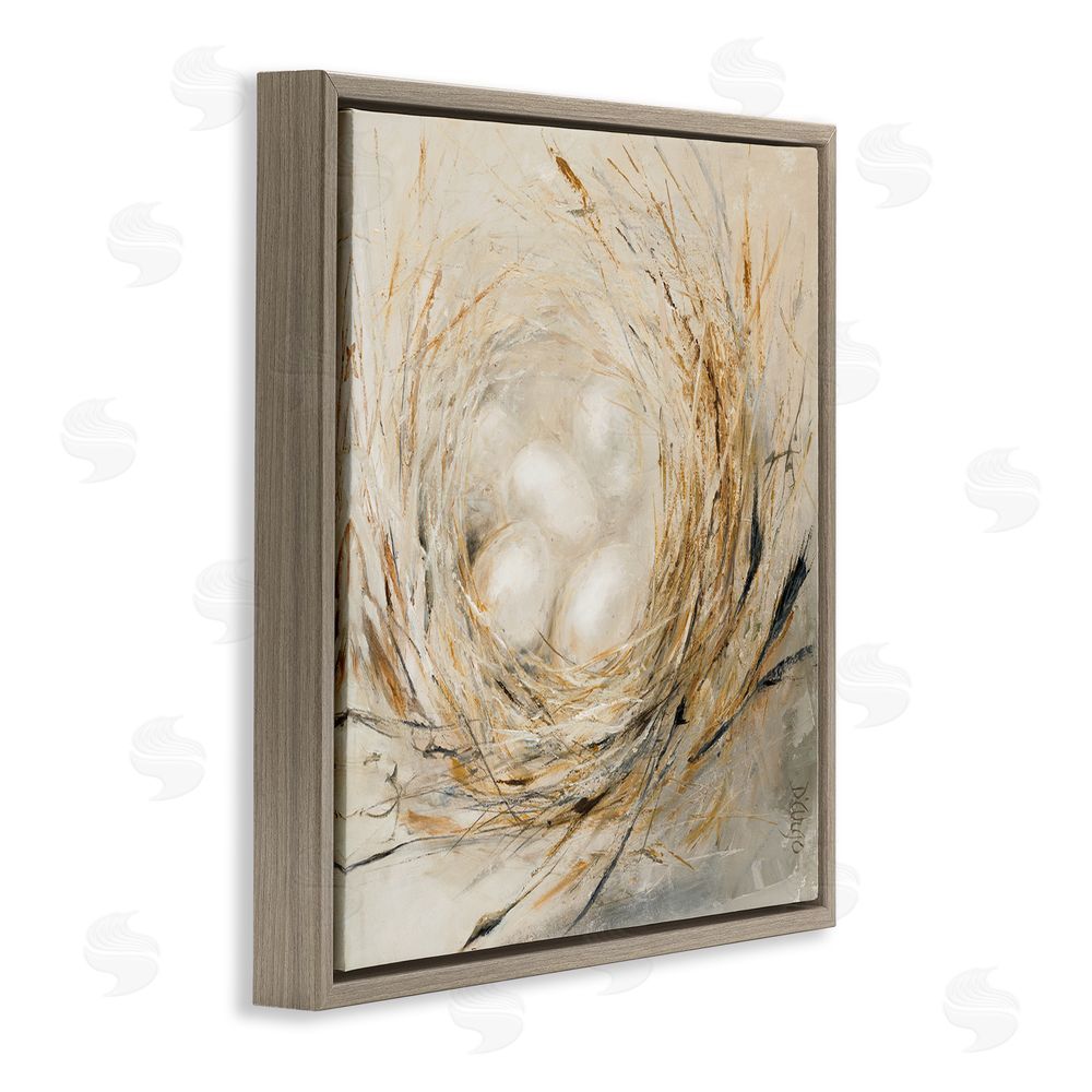Dina D'Argo Abstract Bird Egg Nest Brown Floating Frame Canvas Wall Art Print