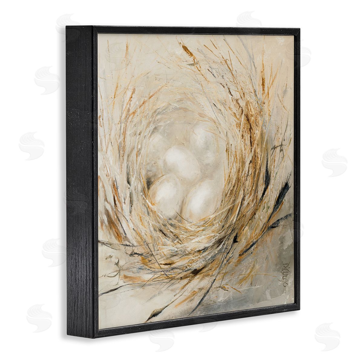 Dina D'Argo Abstract Bird Egg Nest Black Framed Glicee Wall Art Print
