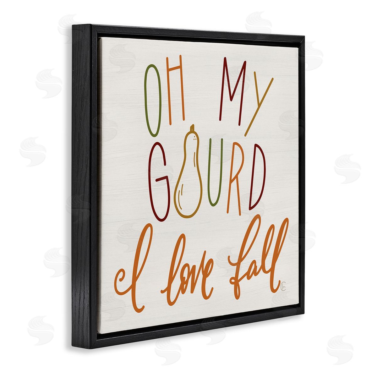 Fearfully Made Creations Oh My Gourd I Love Fall Funny Phrase Black Floating Frame Canvas Wall Art Print