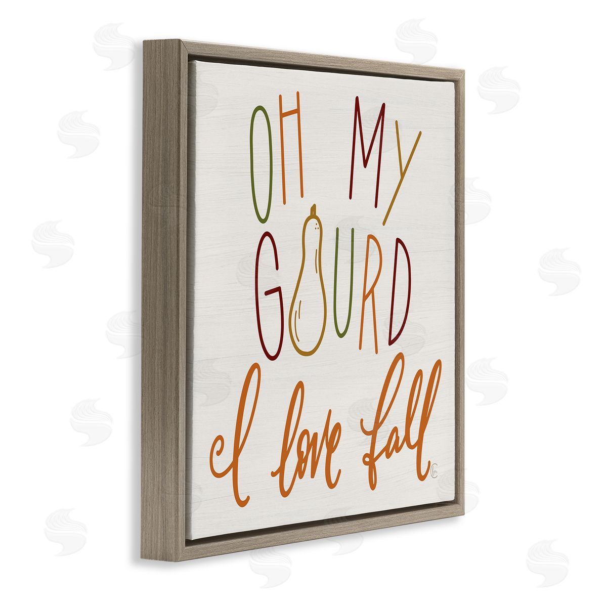 Fearfully Made Creations Oh My Gourd I Love Fall Funny Phrase Brown Floating Frame Canvas Wall Art Print