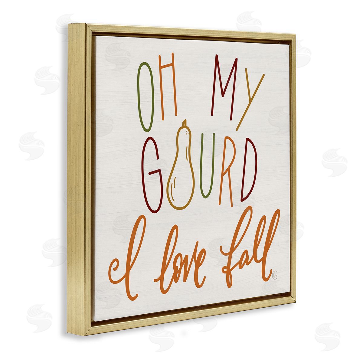 Fearfully Made Creations Oh My Gourd I Love Fall Funny Phrase Gold Floating Frame Canvas Wall Art Print