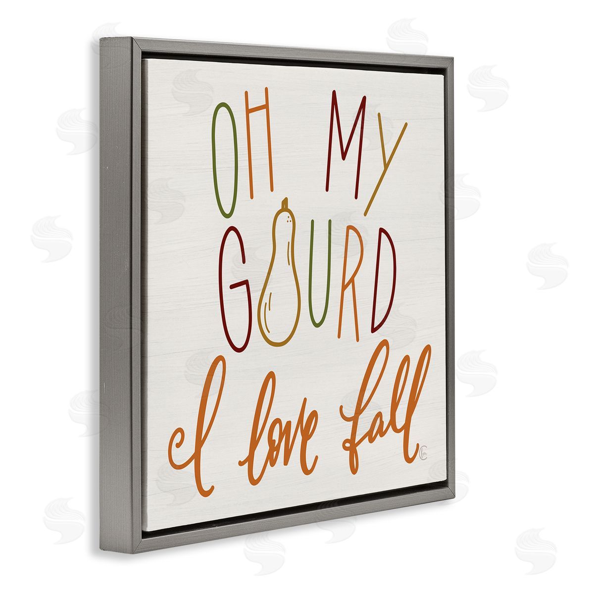 Fearfully Made Creations Oh My Gourd I Love Fall Funny Phrase Gray Floating Frame Canvas Wall Art Print