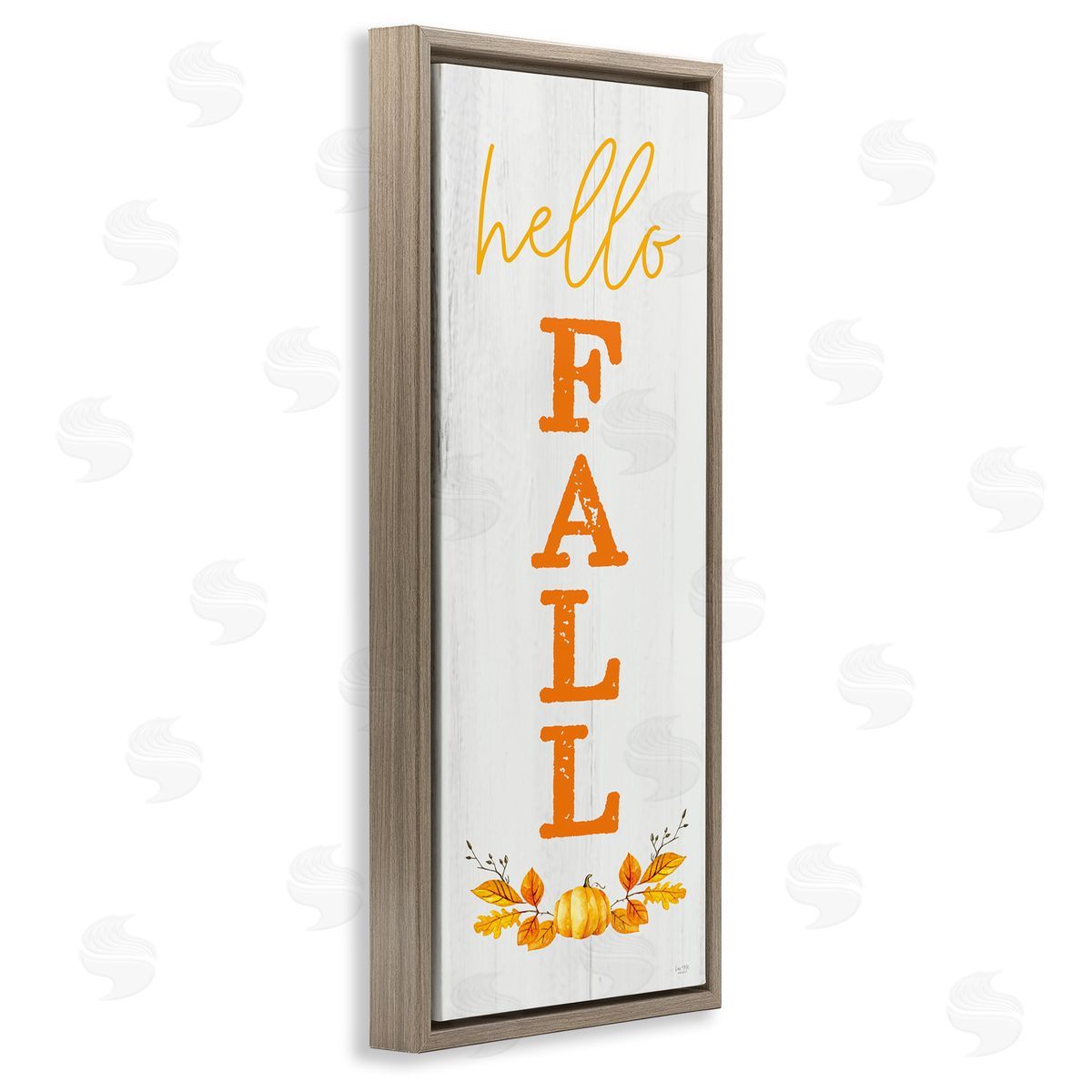 Lux + Me Designs Hello Fall Phrase Cascading Text Orange Leaves Pumpkin
