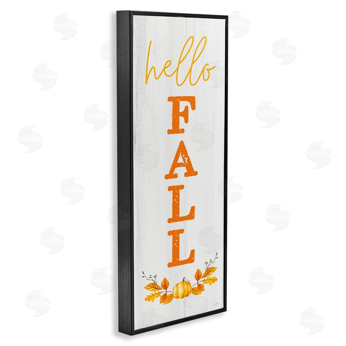 Lux + Me Designs Hello Fall Phrase Cascading Text Orange Leaves Pumpkin