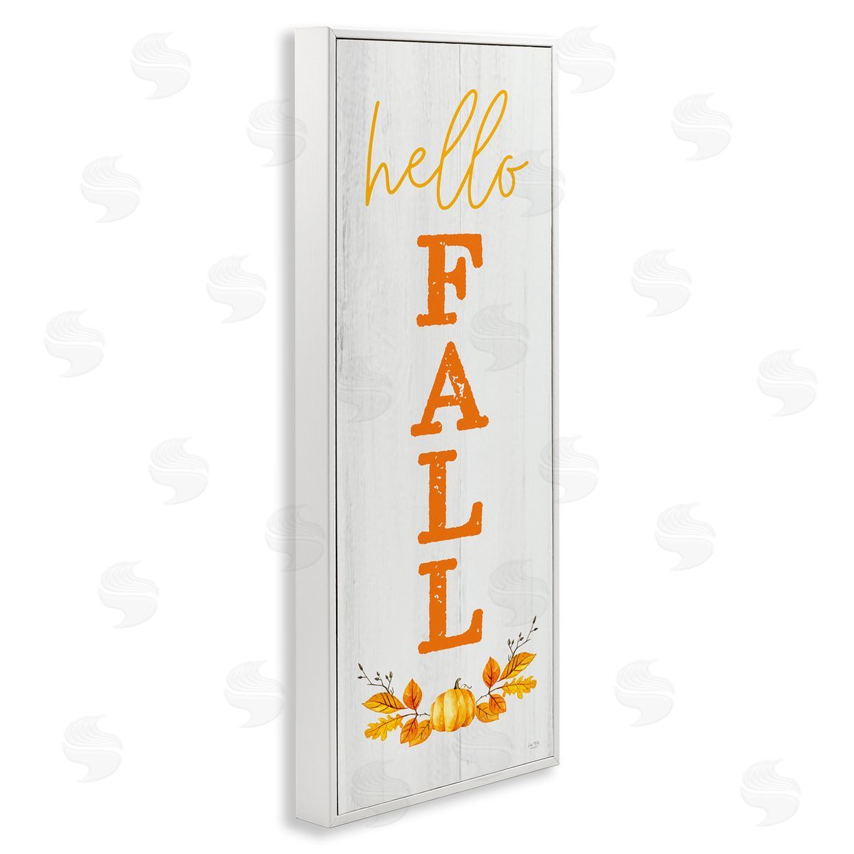 Lux + Me Designs Hello Fall Phrase Cascading Text Orange Leaves Pumpkin