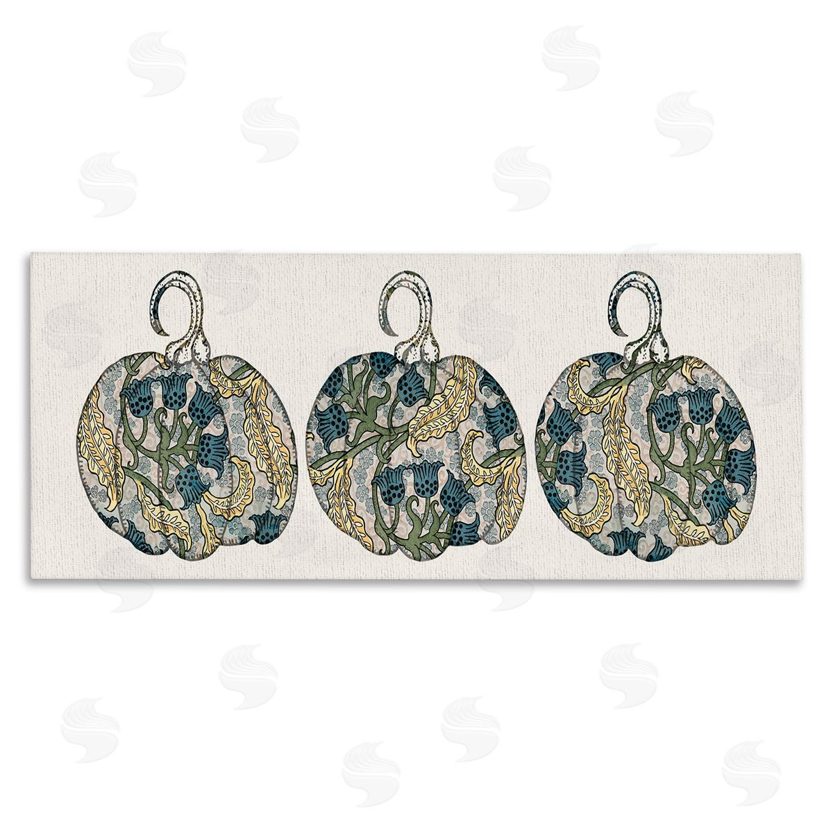 Stupell Studio Paisley Pattern Pumpkin Trio Bluebell Floral Illustration