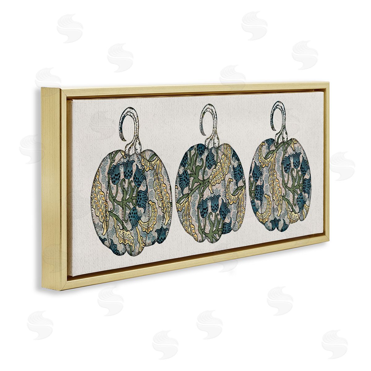 Stupell Studio Paisley Pattern Pumpkin Trio Bluebell Floral Illustration
