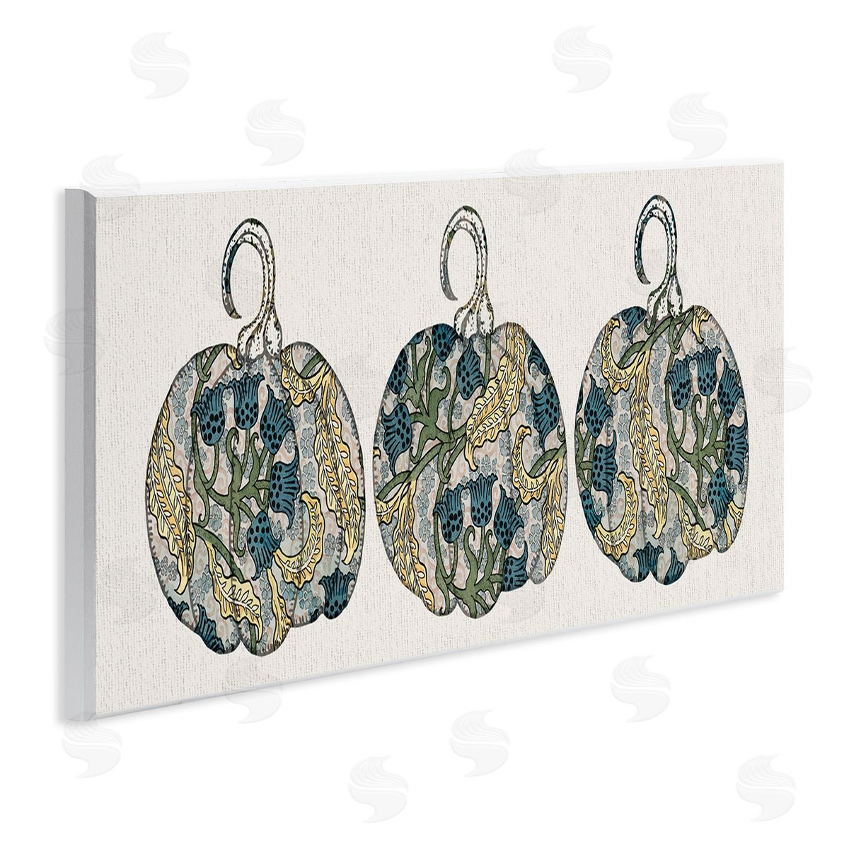 Stupell Studio Paisley Pattern Pumpkin Trio Bluebell Floral Illustration