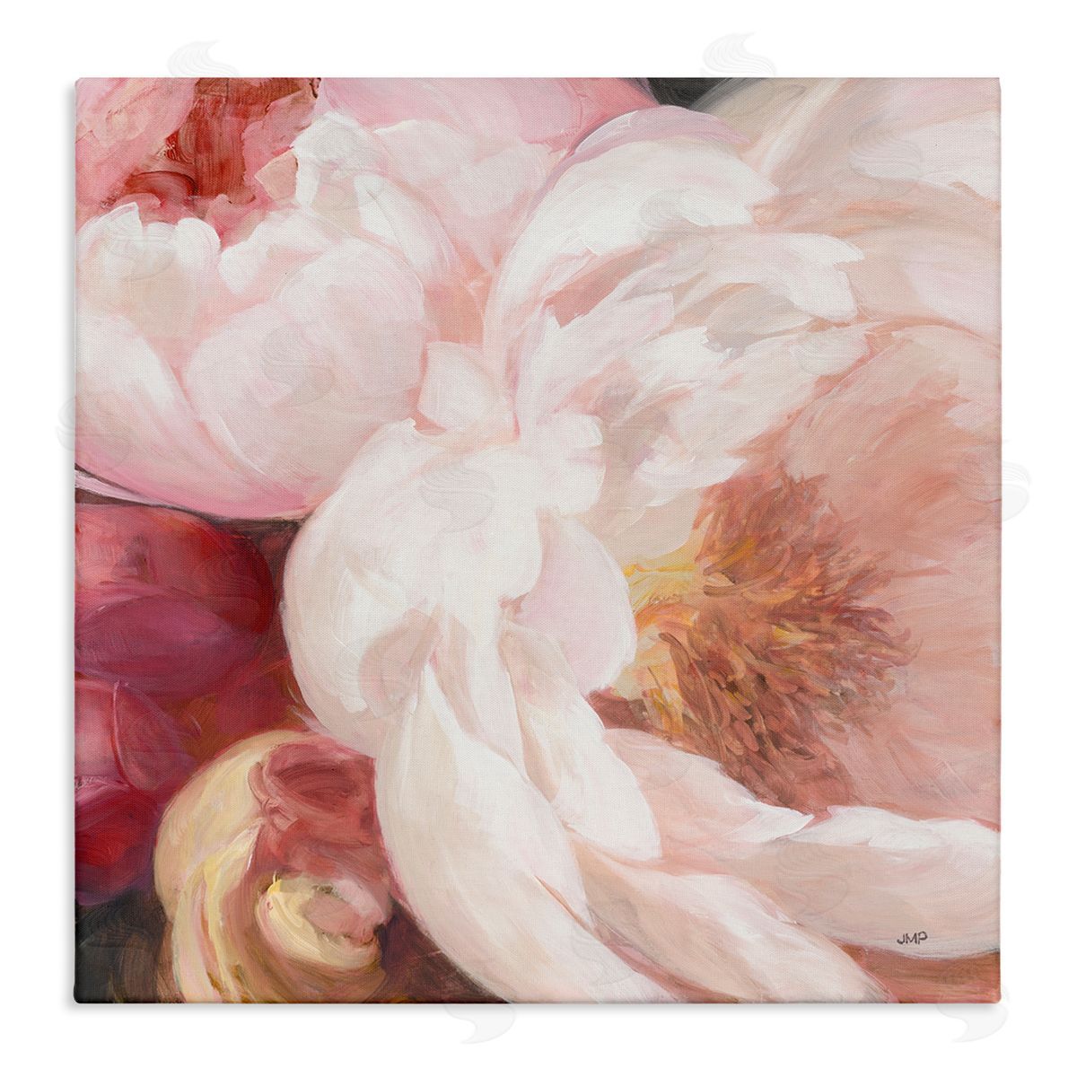 Julia Purinton Pink Peonies Cluster Soft Edge Flower Petal Painting Stretched Canvas Wall Art Print