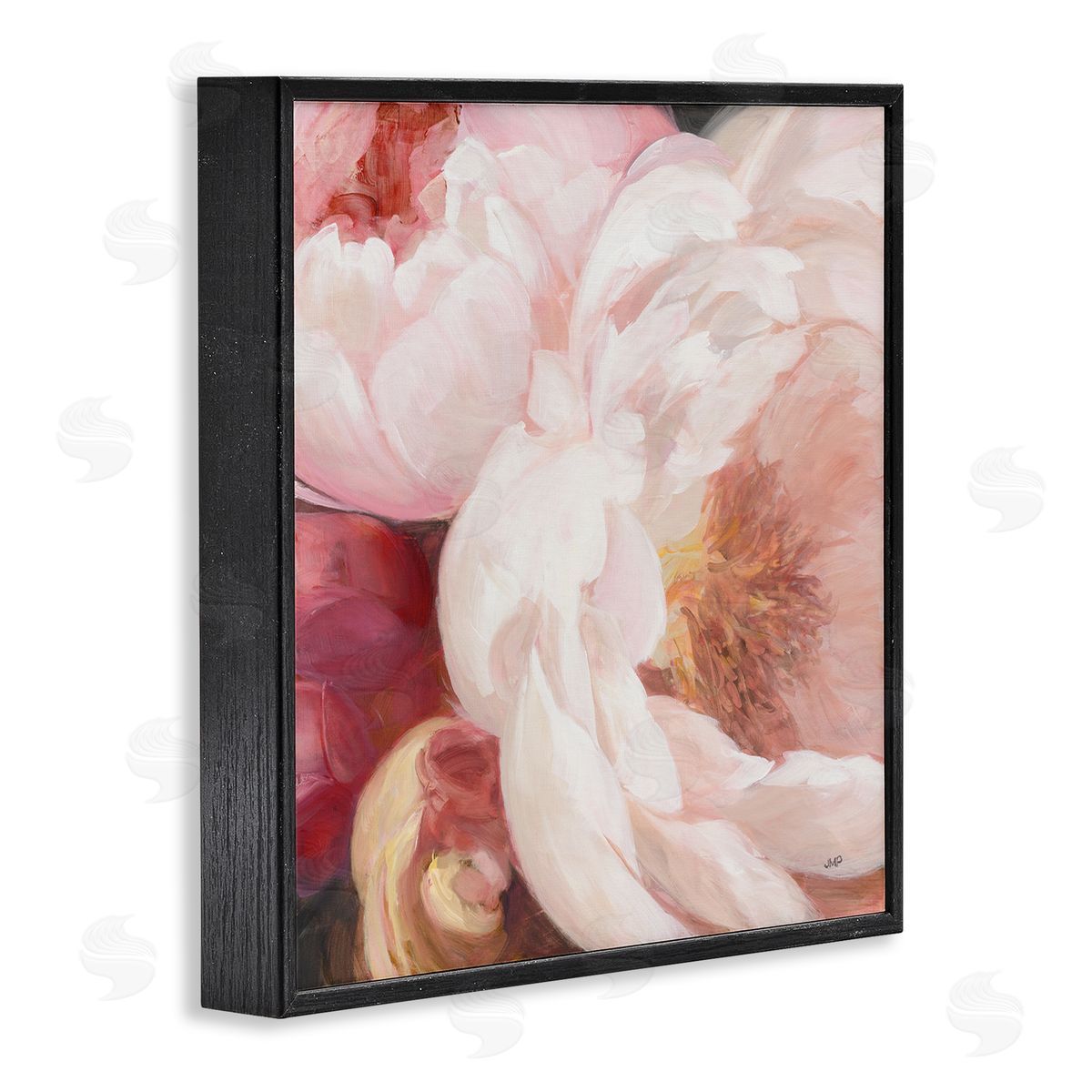 Julia Purinton Pink Peonies Cluster Soft Edge Flower Petal Painting Black Framed Glicee Wall Art Print