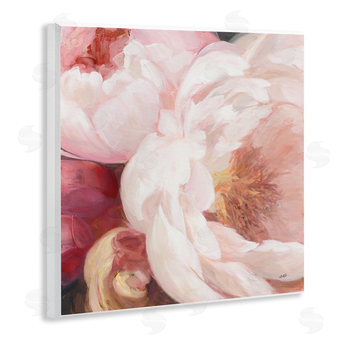 Julia Purinton Pink Peonies Cluster Soft Edge Flower Petal Painting Wooden Wall Plaque Art Print