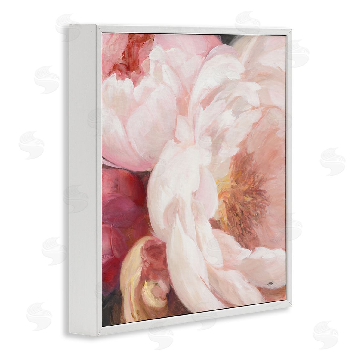 Julia Purinton Pink Peonies Cluster Soft Edge Flower Petal Painting White Framed Glicee Wall Art Print