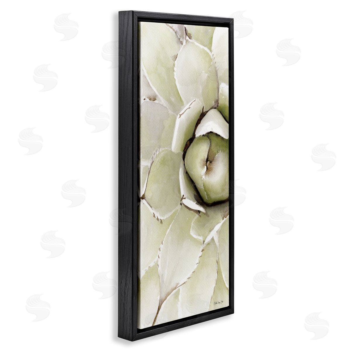 Stellar Design Studio Succulent Bulb Blossom Green Plant Modern Watercolor Painting