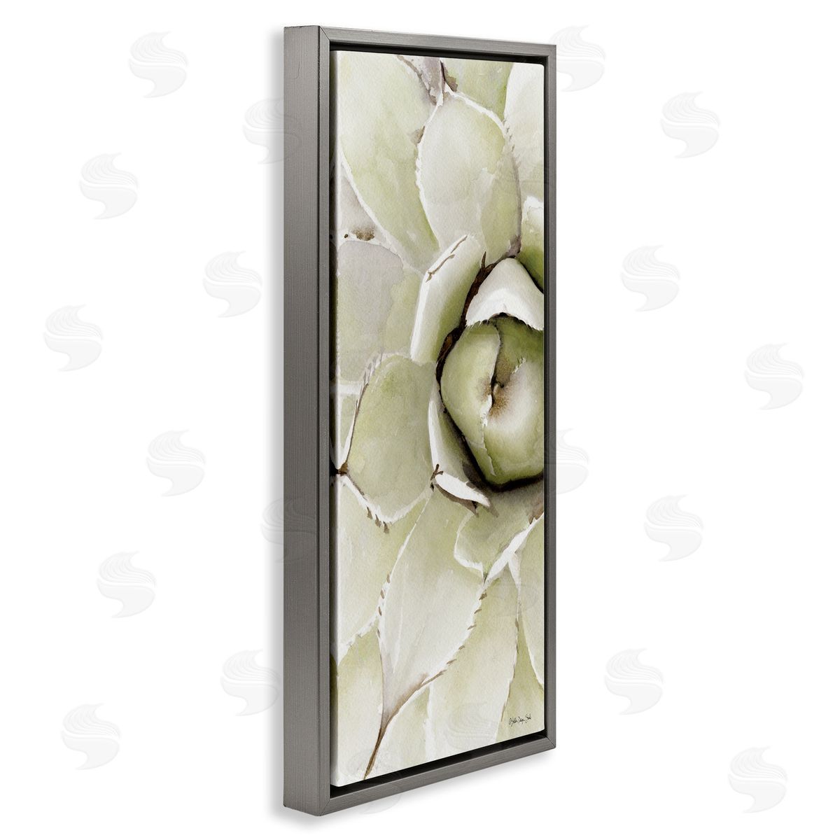 Stellar Design Studio Succulent Bulb Blossom Green Plant Modern Watercolor Painting