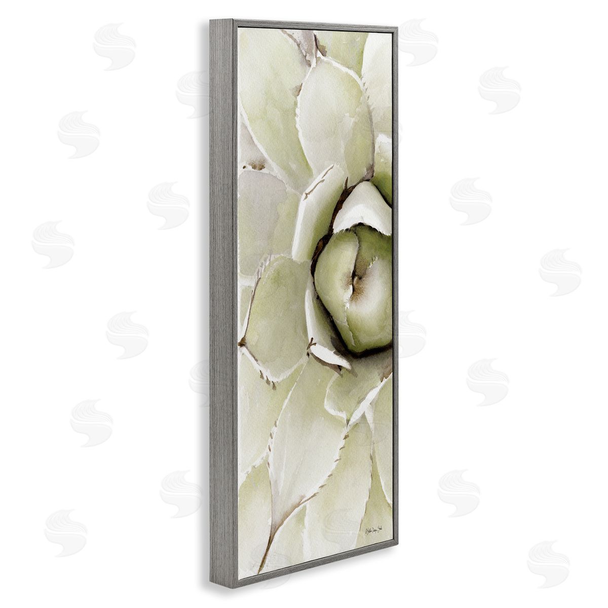 Stellar Design Studio Succulent Bulb Blossom Green Plant Modern Watercolor Painting