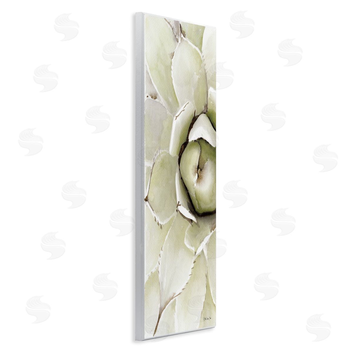 Stellar Design Studio Succulent Bulb Blossom Green Plant Modern Watercolor Painting