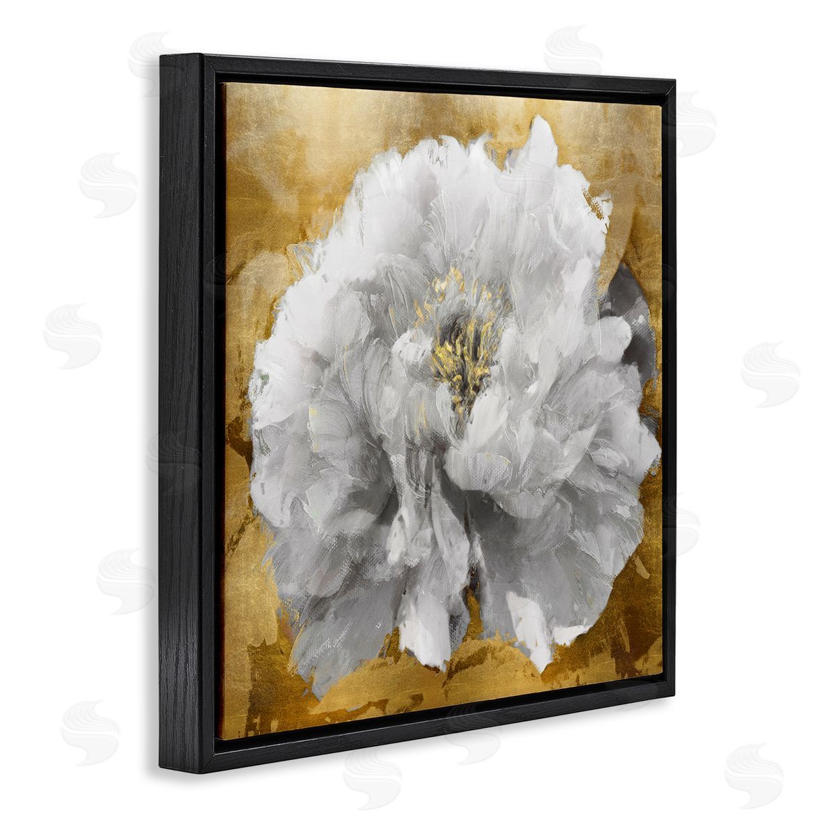 Shawna Sullivan Blushing Peony Flower Modern Blossoming Floral Photography Black Floating Frame Canvas Wall Art Print