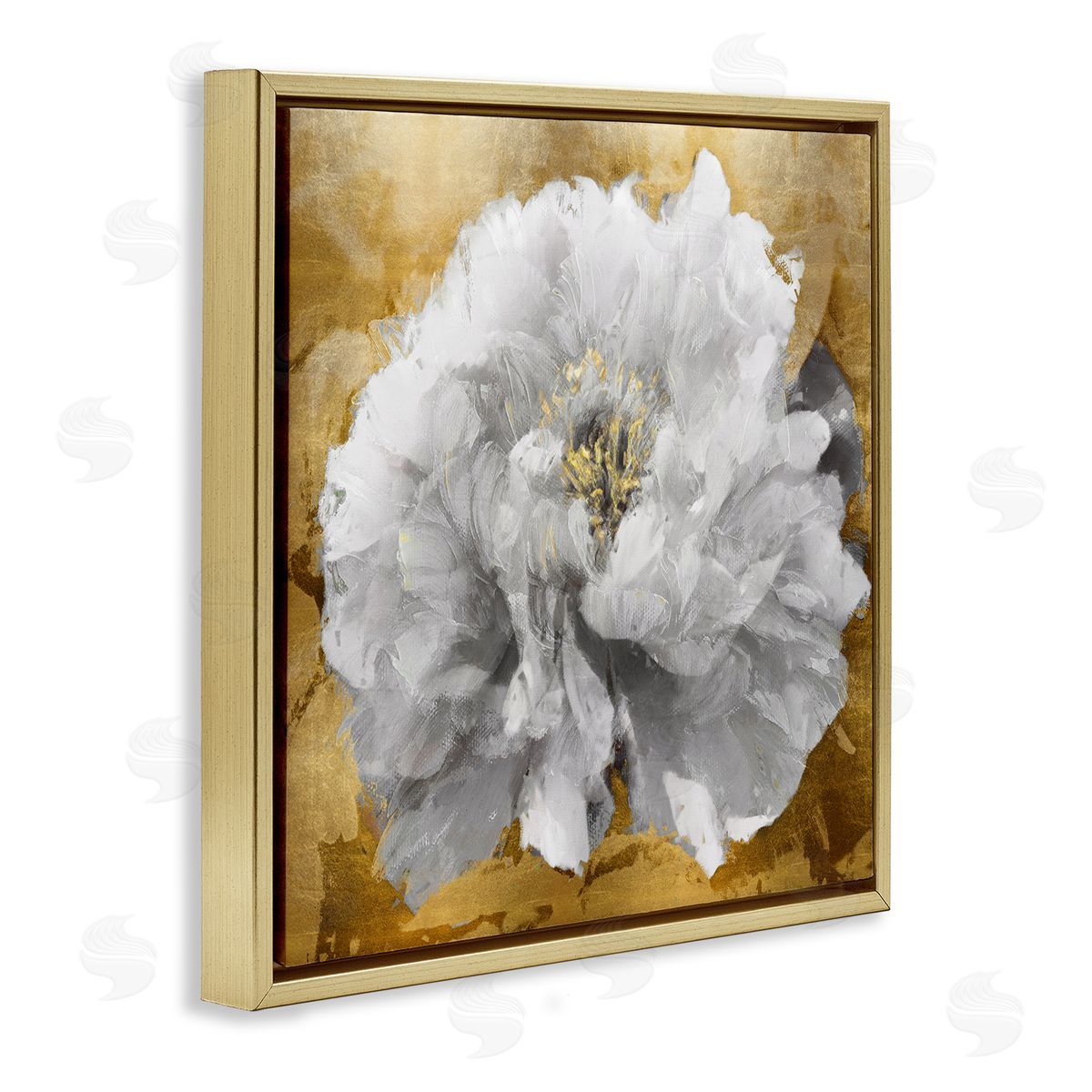 Shawna Sullivan Blushing Peony Flower Modern Blossoming Floral Photography Gold Floating Frame Canvas Wall Art Print