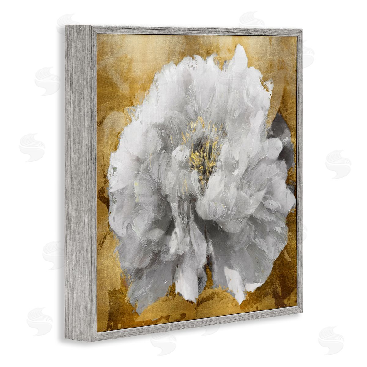 Shawna Sullivan Blushing Peony Flower Modern Blossoming Floral Photography Gray Framed Glicee Wall Art Print