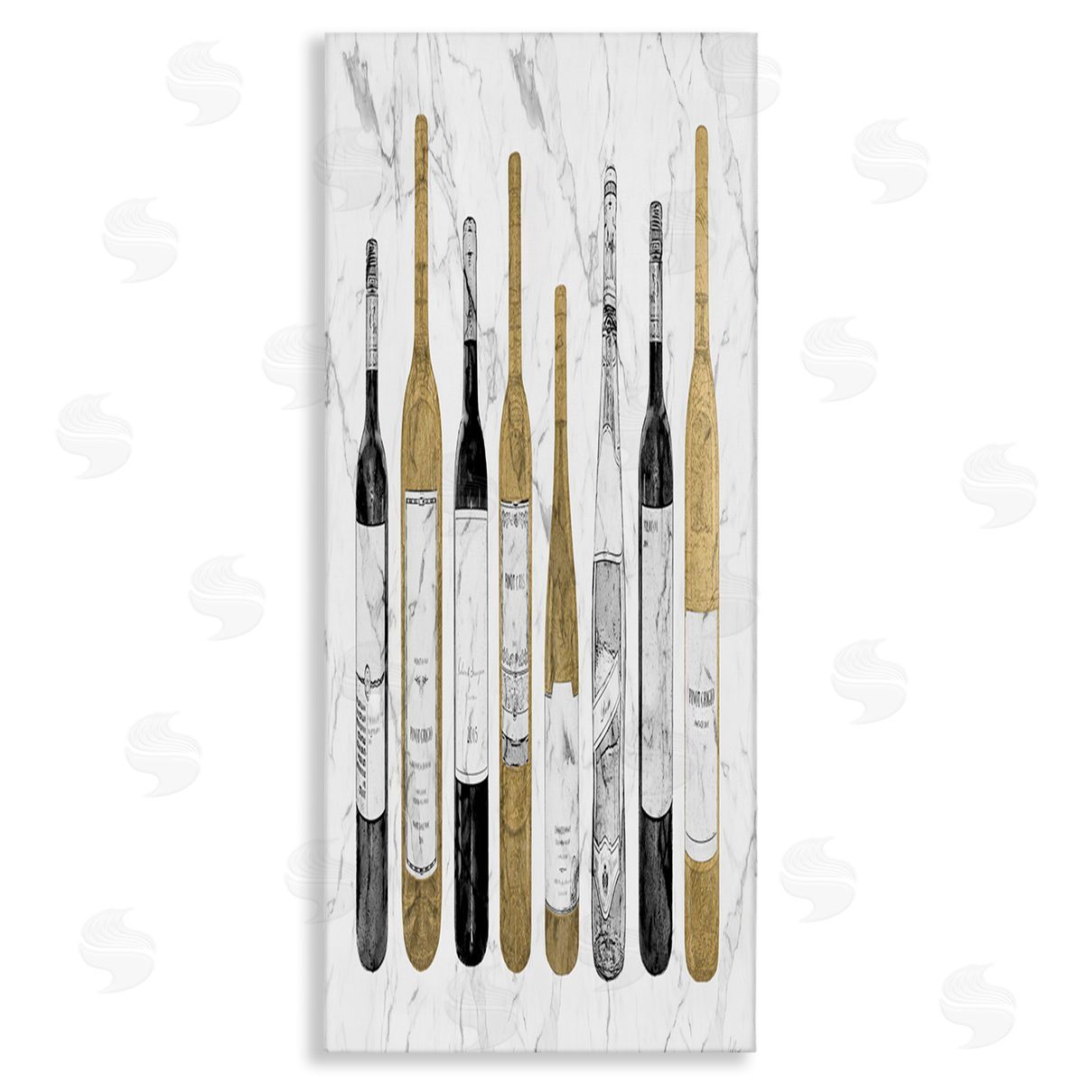 Natalie Carpentieri Traditional Wine Bottle Illustrations Glam Marble Pattern