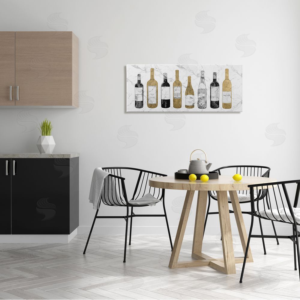 Natalie Carpentieri Traditional Wine Bottle Illustrations Glam Marble Pattern