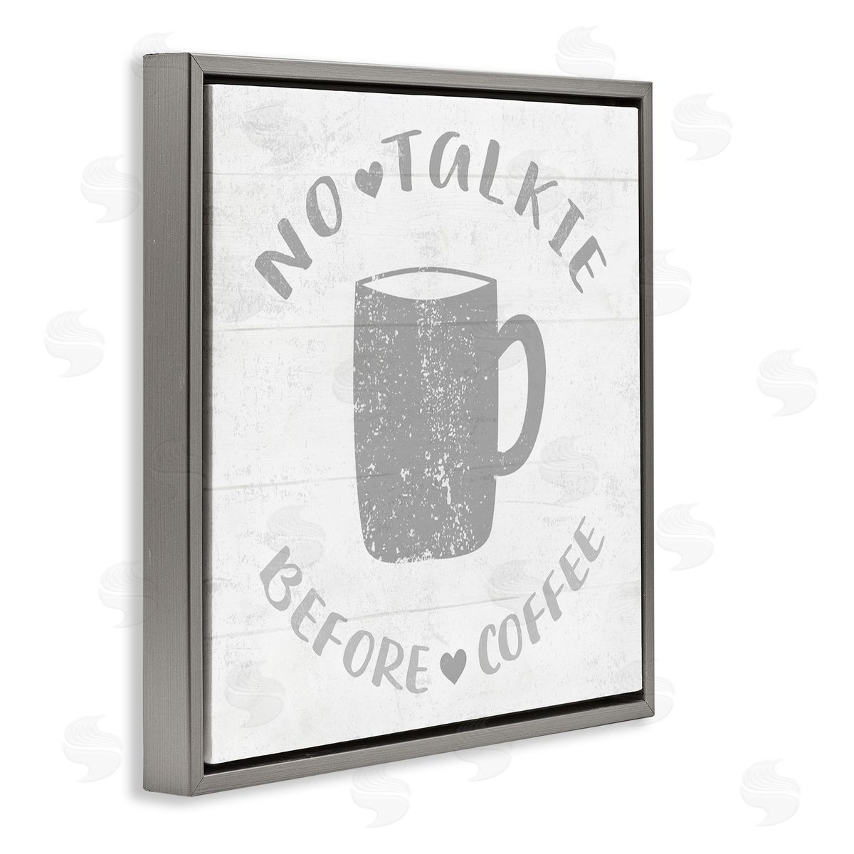 Stupell Studio No Talkie Before Coffee Phrase Grey Drink Mug Gray Floating Frame Canvas Wall Art Print