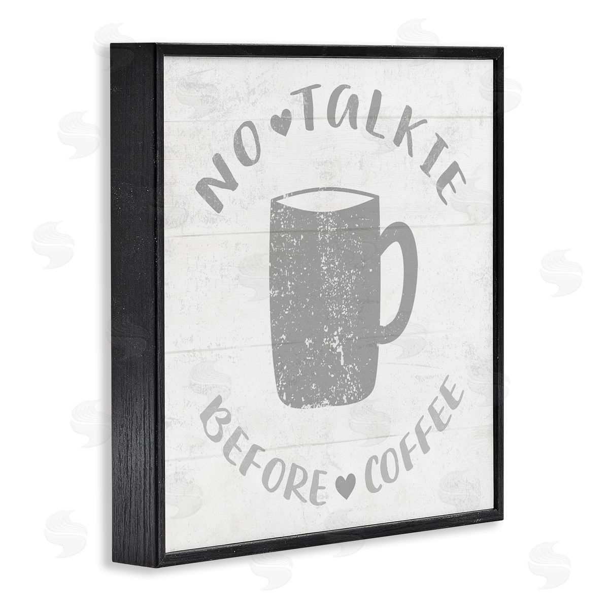 Stupell Studio No Talkie Before Coffee Phrase Grey Drink Mug Black Framed Glicee Wall Art Print