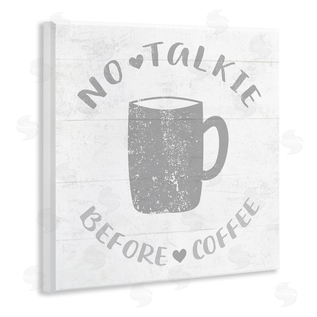 Stupell Studio No Talkie Before Coffee Phrase Grey Drink Mug Wooden Wall Plaque Art Print