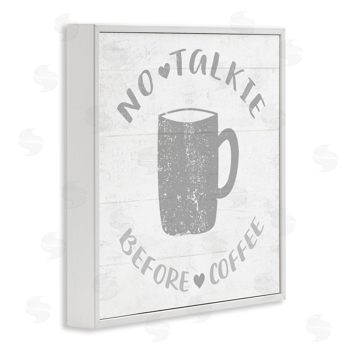 Stupell Studio No Talkie Before Coffee Phrase Grey Drink Mug White Framed Glicee Wall Art Print