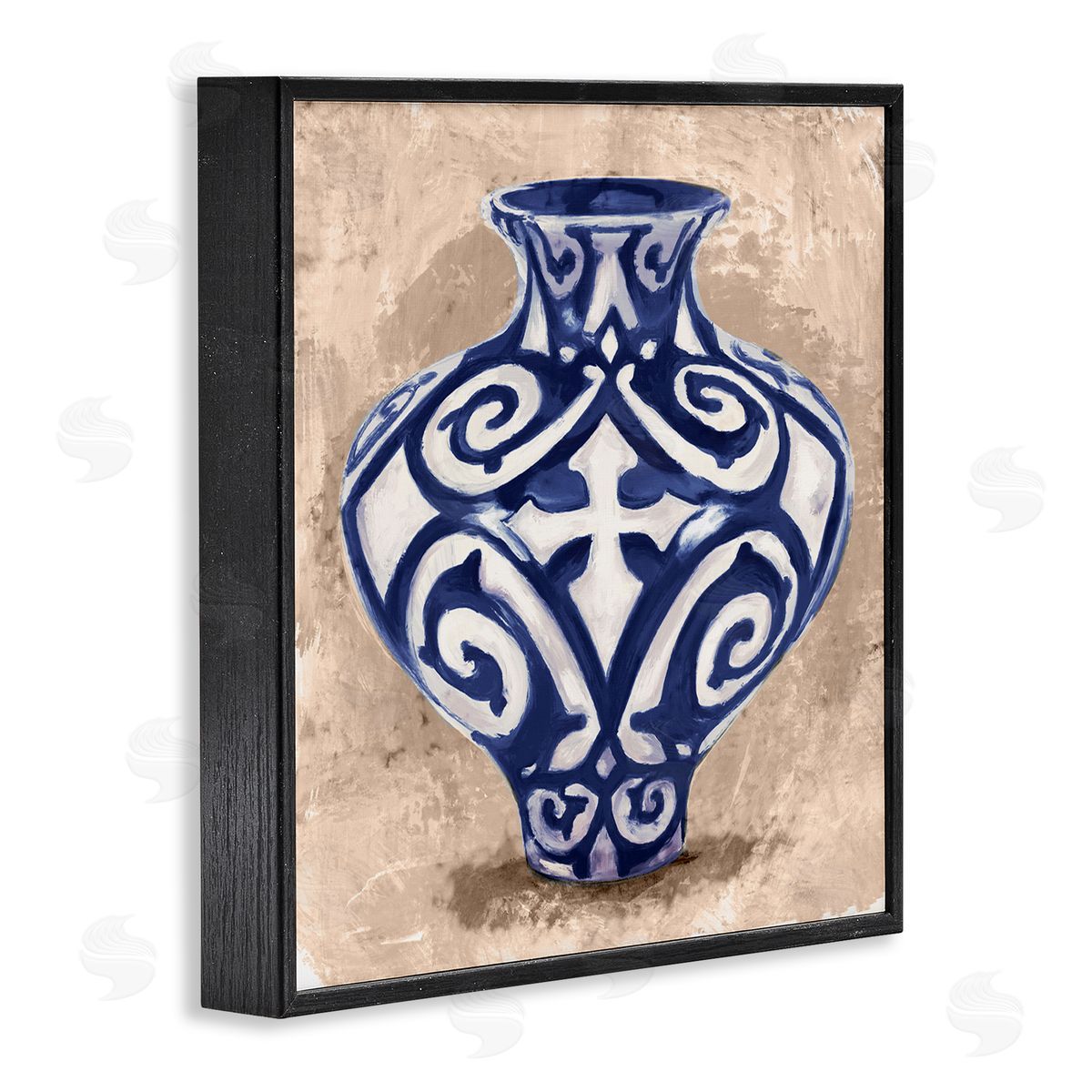 Stupell Studio Modern Ceramic Vase Still Life Distressed Brown Pattern Black Framed Glicee Wall Art Print