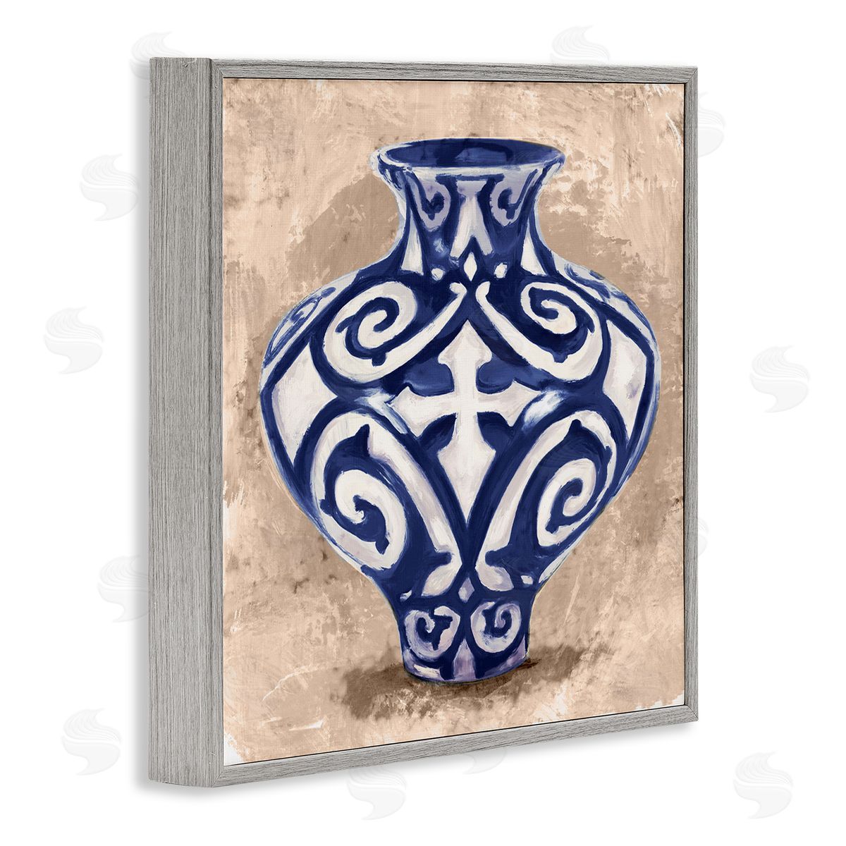 Stupell Studio Modern Ceramic Vase Still Life Distressed Brown Pattern Gray Framed Glicee Wall Art Print