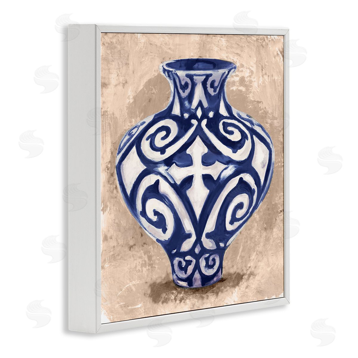 Stupell Studio Modern Ceramic Vase Still Life Distressed Brown Pattern White Framed Glicee Wall Art Print