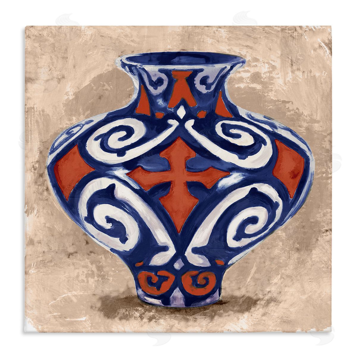 Stupell Studio Ornate Ceramic Vase Still Life Modern Patterned Pottery Stretched Canvas Wall Art Print